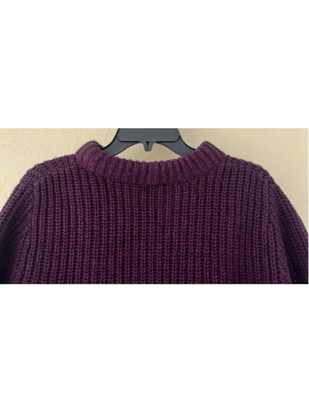 COS Chunky Rib Knit Short Sleeve Sweater Purple Cotton Wool Blend Large Thick - Picture 4 of 6